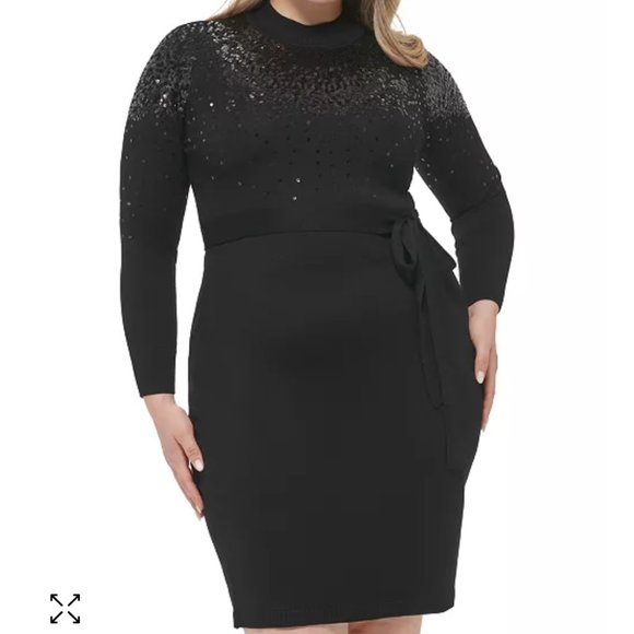 Vince Camuto Plus Size Sequined Sweater Dress - 2X - Picture 4 of 8